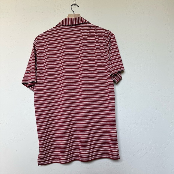 Men’s OU Sooners Columbia Brand Striped Red Golf Polo Dress Shirt | Size Large - Picture 4 of 5